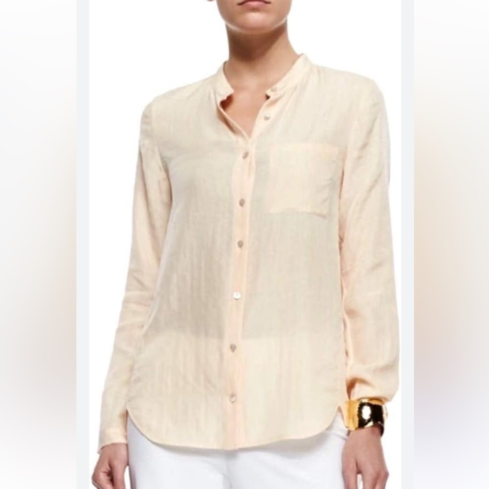 EILEEN FISHER Silk Cotton Doubleweave ALABASTER Shirt S/P Peach J